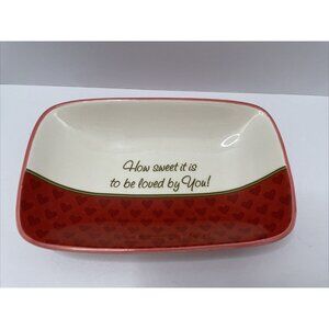 Plain Jane Ceramic Trinket Dish How Sweet It Is To Be Loved By You 4.5"X7" - EUC